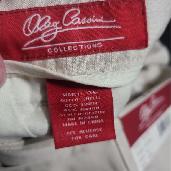 Oleg Cassini Men's Tan Pleated Linen Blend Shorts - 36 - Picture 4 of 6